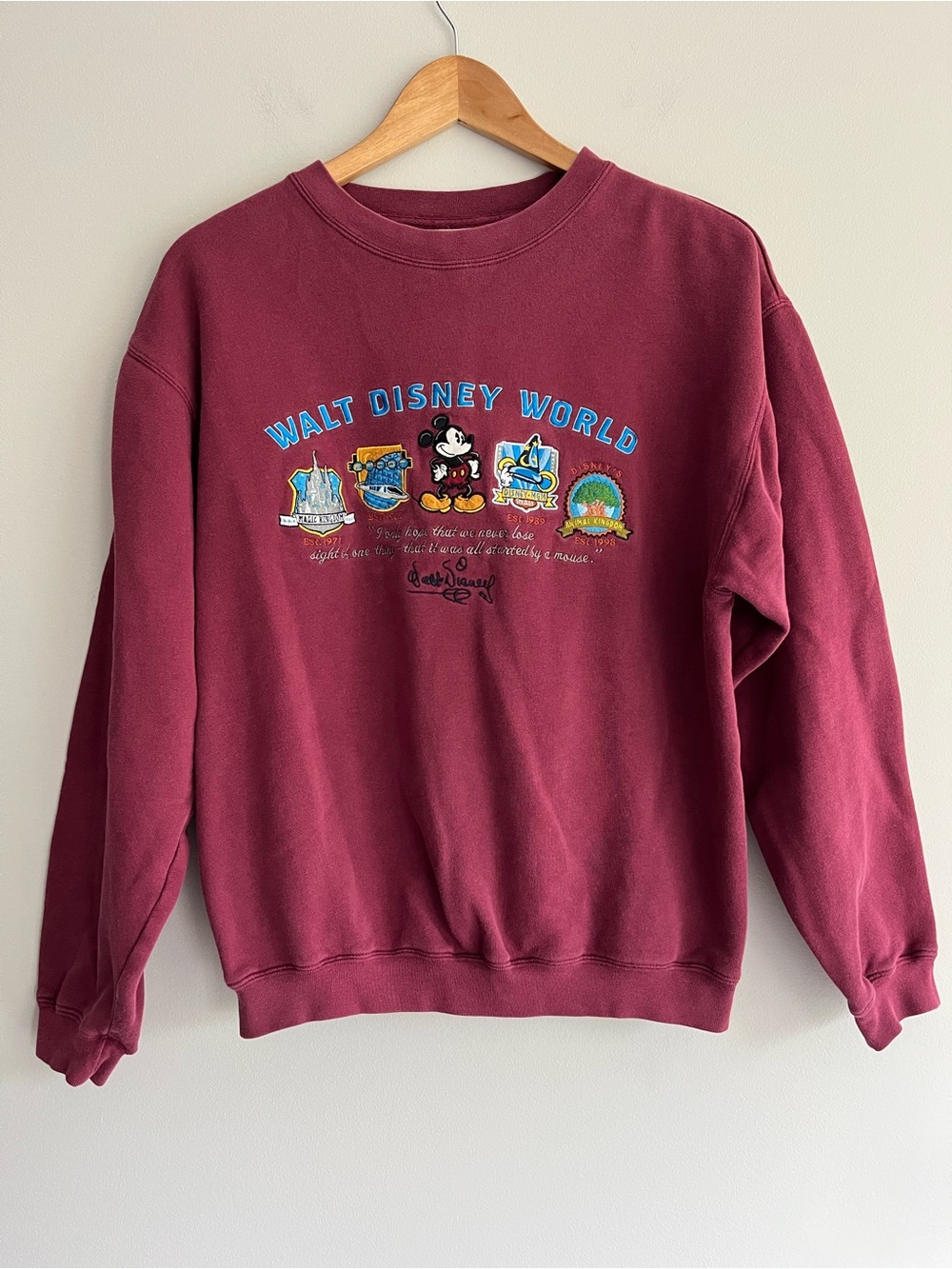 Walt Disney World Burgundy Theme Parks Icons Crewneck Sweatshirt Small